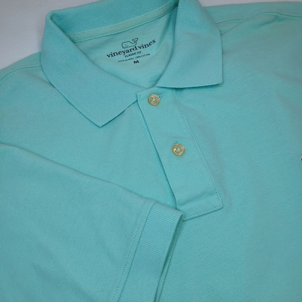 Vineyard Vines Aqua Blue Short Sleeve Polo Shirt, Classic Fit,‎ Size M
